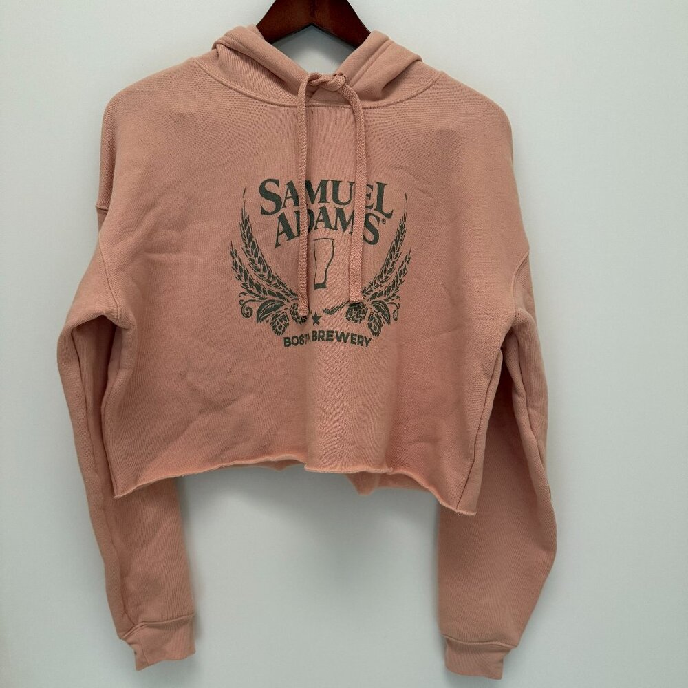 Bella + Canvas Fleece Samuel Adams Boston Brewery Pink Crop Hoodie M